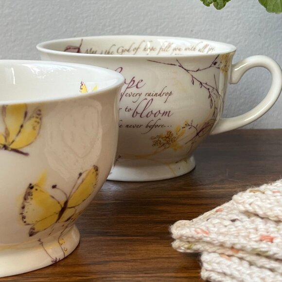 2 Soup Coffee Tea Cups Mugs by Blessings Unlimited Hope Romans 15:13 NIV - Picture 9 of 13